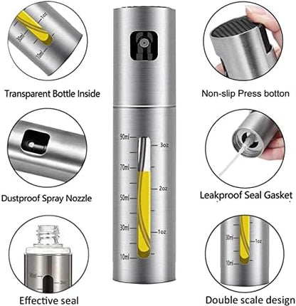 Upgraded 100ml Olive Oil Sprayer ,Vinegar Soya Sauce Sprayer Stainless Steel Bottle