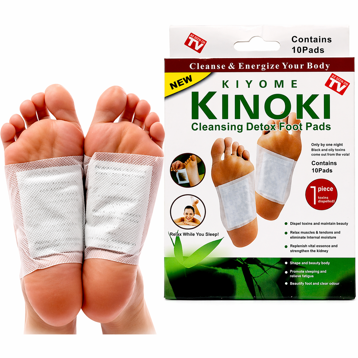 Kinoki Foot Pads for Your Health Care – 10 Premium Natural Foot Patches – Adhesive Foot Pads for Foot Pain Relief