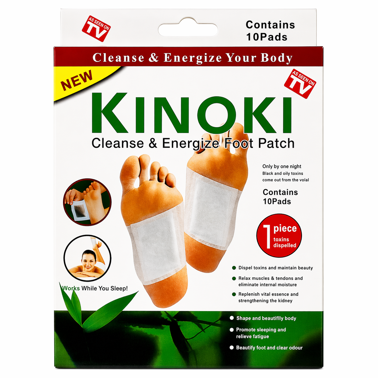 Kinoki Foot Pads for Your Health Care – 10 Premium Natural Foot Patches – Adhesive Foot Pads for Foot Pain Relief